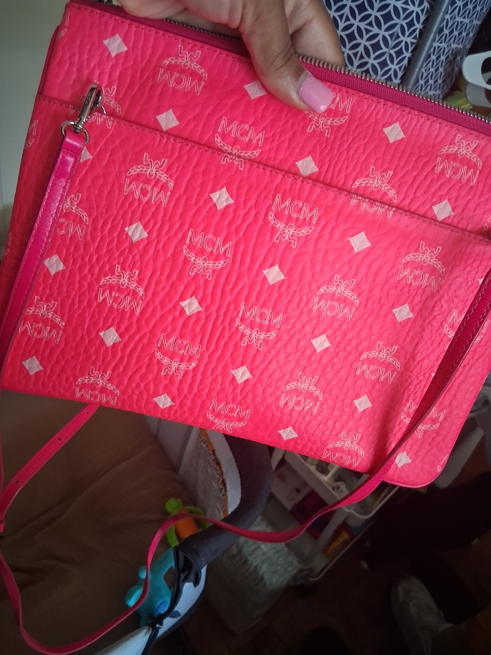 MCM Pink Logo Crossbody Bag